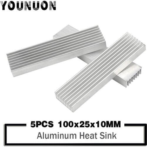 5PCS 100x25x10mm Aluminum Heat Sink Cooling LED Power IC Transistor For Computer