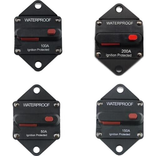 50/100/150/200A Car In-Line Automatic Recovery Circuit Breaker Fuse Power Supply Protector For Truck Bus RV Marine Applications