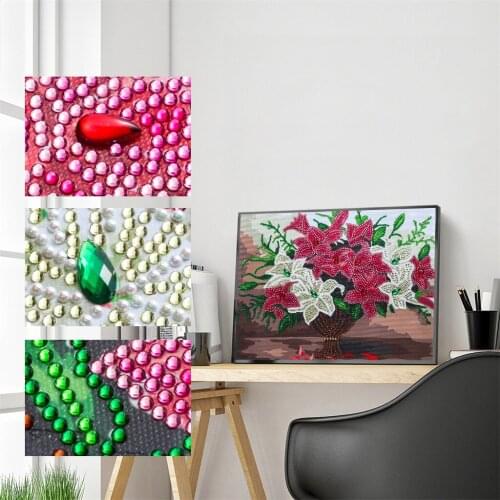 5D Special Shaped Diamond Painting Rose Vase Flower DIY Diamond Embroidery Cross Stitch Kits Art Crafts Home Decoration Gifts