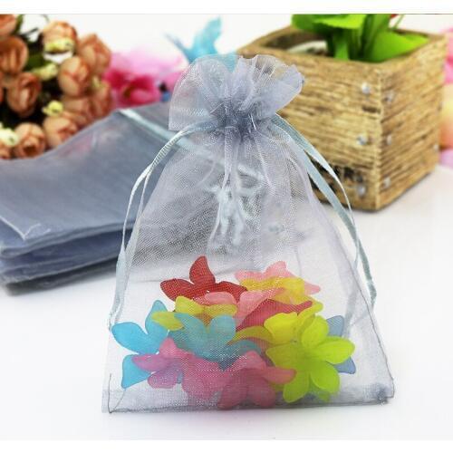 20x30cm (7.87"x11.81")100pcs Grey Jewelry Cosmetic Packing Drawable Organza Bags Wedding Gift Bags Organza Christmas Gift Bags