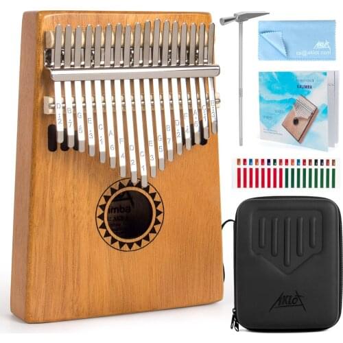 AKLOT 17 Keys Kalimba Finger Thumb Piano for Kids Adult with Bag Tuning Hammer