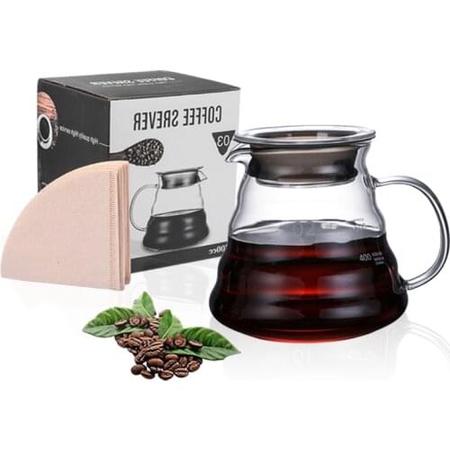 【Free filter paper 】V60 700CC Coffee Server, Glass Range Coffee Carafe, Heat Resistant Coffee Pot, Borosilicate Glass,Clear