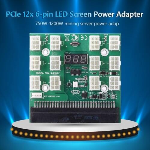 Mining Server PSU Power Breakout Board Adapter 750W-1200W with LED Display 12 Ports PCI-e 6 Pin for DPS-800GB 1200FB 1200QB UM