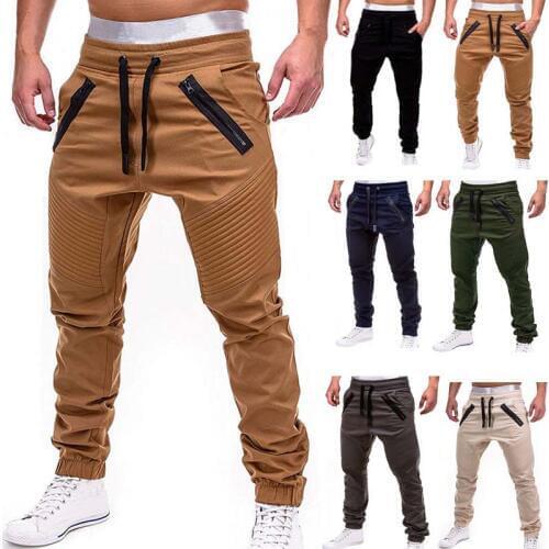 New Casual Solid Pants Full Length Cargo Pants Men Drawstring Joggers Sweatpants Plus Size 4XL Mid Waist Trousers Men Streetwear
