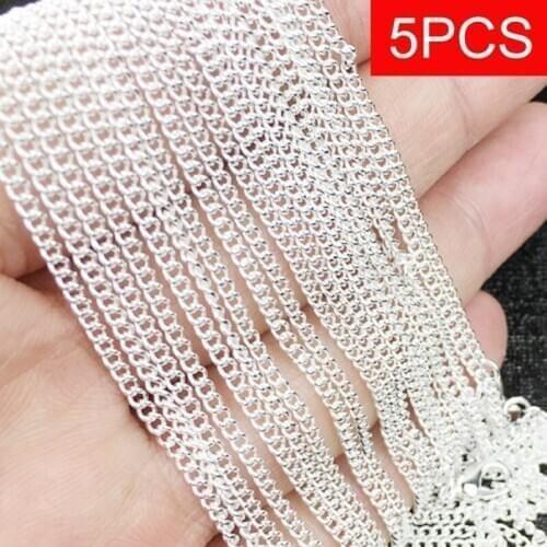 Wholesale 1PCS/5PCS 925 Sterling Silver 2MM Charm Chain Necklace for Women Jewelry Gifts (DIY Necklace) 16Inch-30Inch