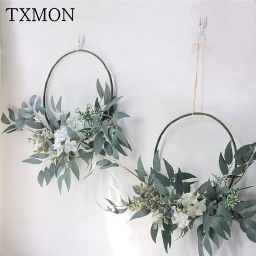 New green leaves garland Nordic ins wind door decoration wall decorations home living room door garland artificial flower wreath
