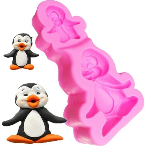 DIY Lovely Penguin Silicone Mold Fondant Cake Decorating Gumpaste Mould Polymer Clay Resin Molds Baking Tools T1037