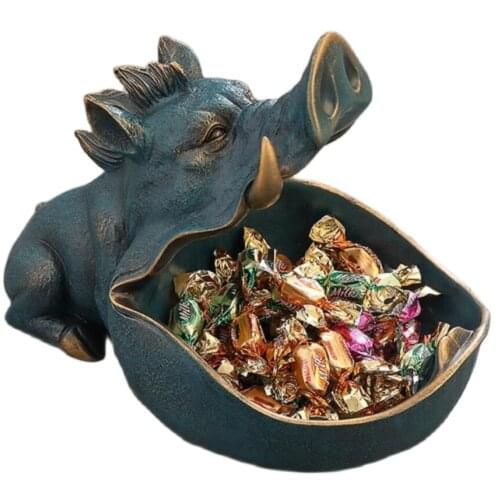 Wild pig Figurine big mouth boar storage box home decoration ornamental resin art sculpture figurines home decor gift decorative