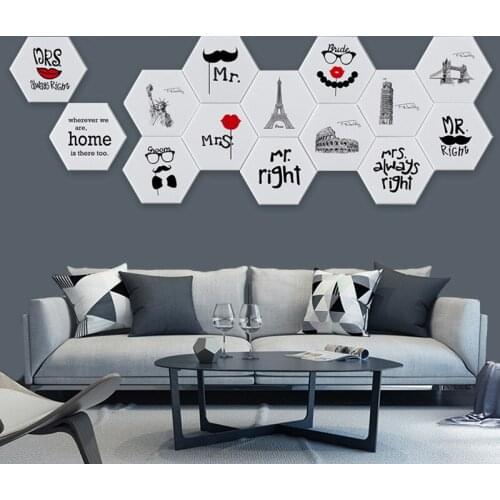 Nordic Creative 3D Wall Sticker Hexagon Living Room Bedroom Restaurant Bathroom Decor Sticker Waterproof Self-adhesive Wallpaper