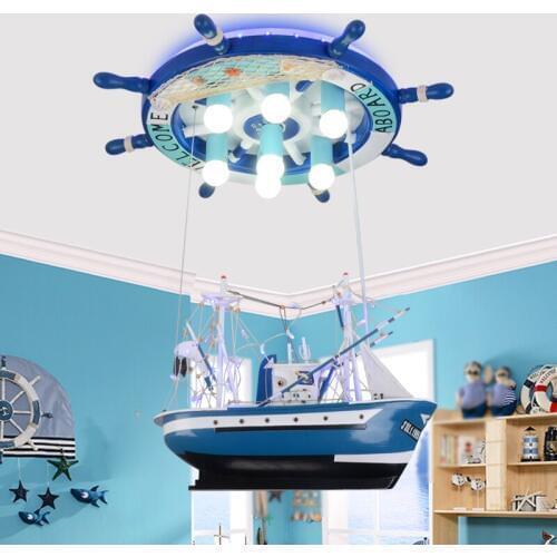 Creative pirate ship led pendant lights individuality children bedroom bedroom boy girl cartoon lighting pendant lamps ZA ET34