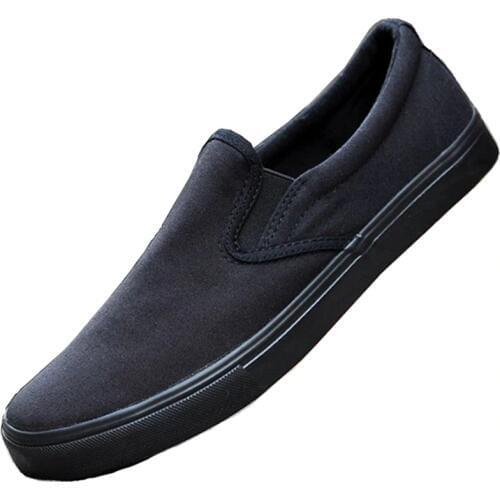Large Size 46 47 48 Breathable Mens Vulcanize Shoes Pure Black Slip-On Men Sneaker Spring/Autumn Canvas Loafers Shoes