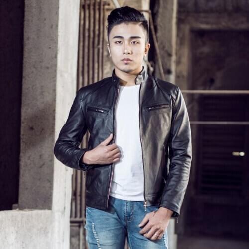 Factory 2020 New Mens Spring/Autumn Genuine Leather Jacket Real Natural Soft Cowskin Motorcycle Biker Man Coat Male Jaqueta