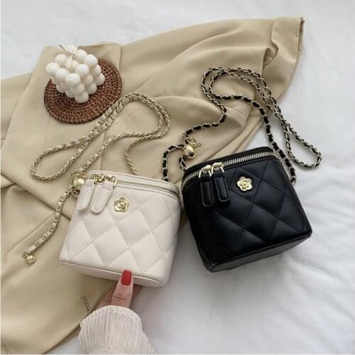 Lattice Square Mini Box Bag 2021 Fashion New High Quality PU Leather Womens Designer Handbag Chain Shoulder Messenger Bag