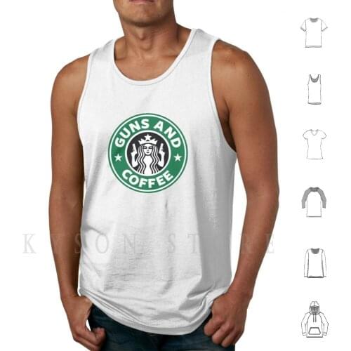 Guns And Coffee Graphic Design Tank Tops Vest Sleeveless Coffee Cappuccino Java Espresso Caffeinated Cup Guns Rights Gun Ccw