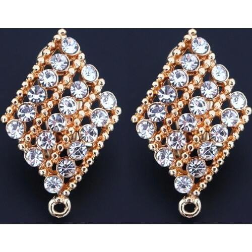 Metal Earrings Post Linker Connectors Rhinestone CZ Paved Base for Geometric Earrings Hanging Dangle Drop Earring Jewelry Making