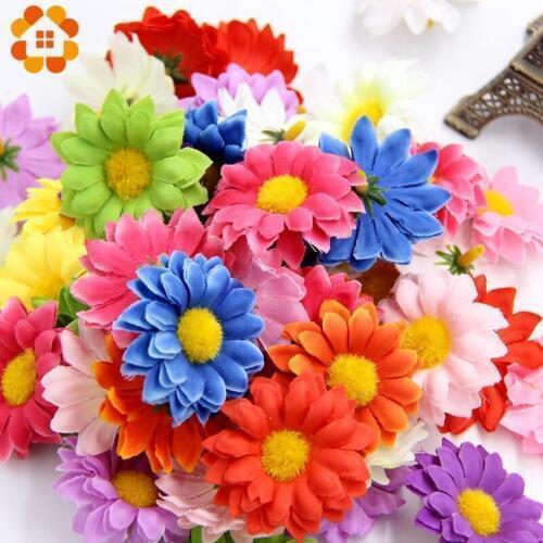10/20/50Pcs Silk Sunflower Mini Handmade Artificial Flower Heads Wedding Decoration Wreath Gift Box Scrapbooking Fake Flower