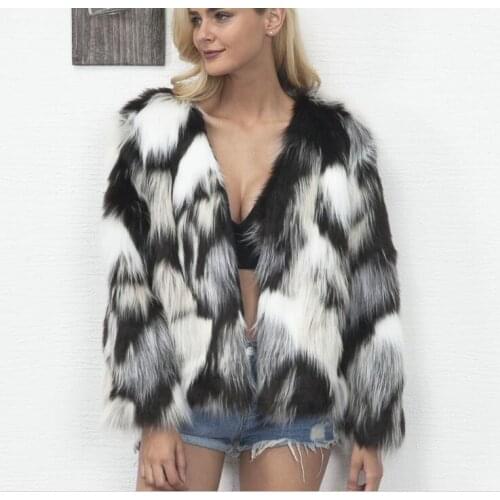 Fashion mixed color faux fur coat female autumn and winter new 2020 European and American popular hot hair coat