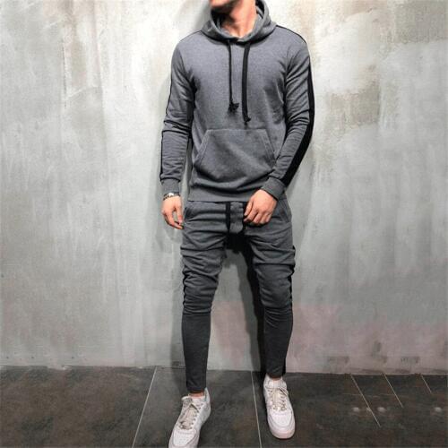 2019 New Autumn Men Running Set Men Sport Suits Sportswear 2Pcs Tracksuit Sportswear Hoodies Sweatshirt&Pant Suit Men Sports Set