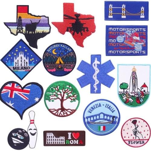 Diy Mountain Adventure Patch Sewing Embroidered Patches Iron-On Stickers For Clothes National Flag Clothes Iron-On Patches