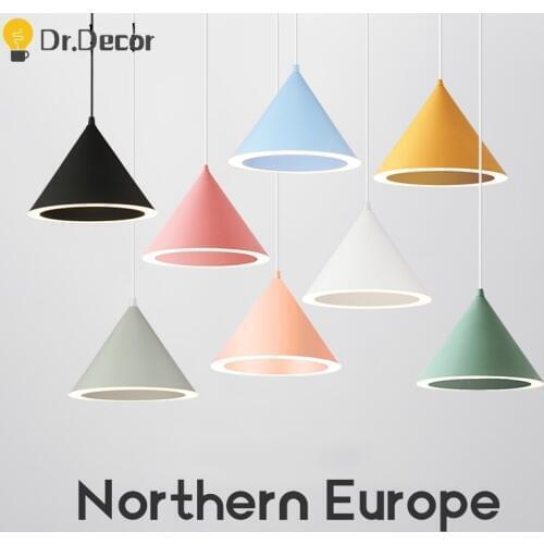 Nordic Macaron LED Pendant Lights Lighting Nordic Pendant Lamp Restaurant Cafe Dinning Hanging Lamps Home Decor Light Fixtures