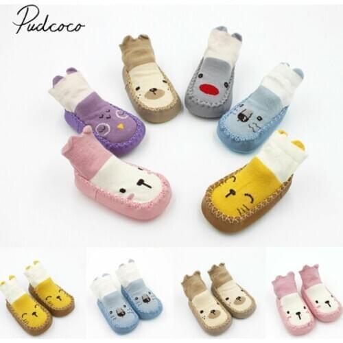 2019 Baby Socks Newborn Autumn Winter Children Floor Socks Shoes Anti Slip Soft Sole Patchwork Cartoon Sock New 0-24M