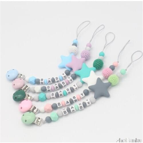 NEW DIY Silicone Baby Pacifier Clips Colorful Pacifier Chain for Baby Teething Soother Chew Toy Dummy Pacifier Chain Clips