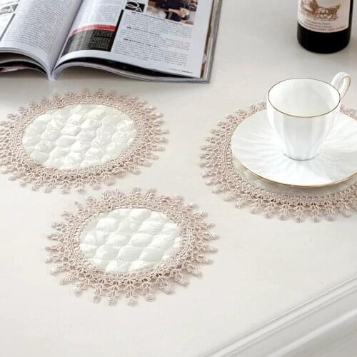 New Lace Fabric Coaster Dining Table Insulation Plate Mat Embroidery Process Anti-scalding Bowl Mat Western Table Mat