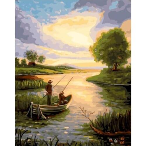 PhotoCustom Paint By Numbers Kits Scenery Frameless DIY 60x75cm Oil Painting By Numbers On Canvas Handpaint Number Painting Deco