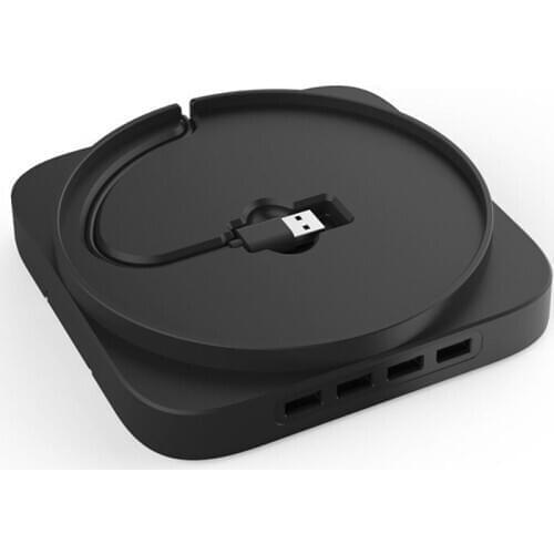 Portable Blue Light Vertical Stand Holder for Xbox Series X Game Console Blu-ray Cradle Dock Base with 4 Ports USB 2.0 HUB