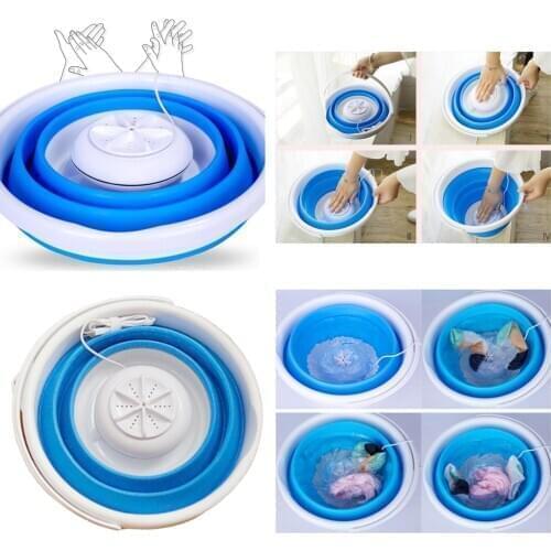 Portable Mini Washing Machine Folding Washer USB Charger Ultrasonic Turbine