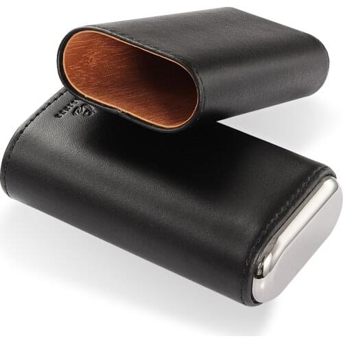 GALINER Portable Leather Travel Cigar Humidor Case Storage 3 Cigars Box Business Black Tobacco Humidor Tool Gift Box