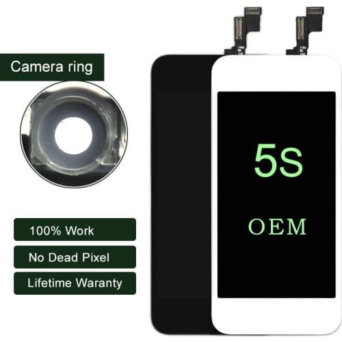 Premium 10PCS For iphone 5S LCD Display OEM Touch Screen Digitizer With Camera Ring For iphone Screen 4 Inch