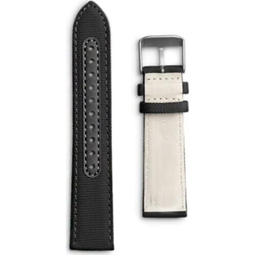 EUTOUR 20mm Canvas+Genuine Leather Watchbands Mesh Stainless Steel Watchband for Men Women Watch Straps