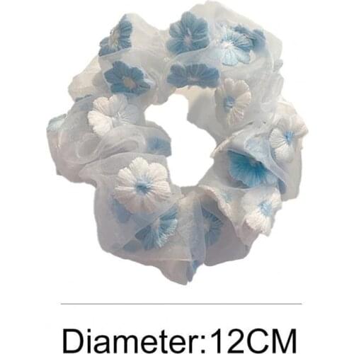 Hair Ties Girl Tie Hair Ring Rope Ponytail Holder Headdress Embroidery Flower Elastic Organza Women Vintage Hair Ties for Dating