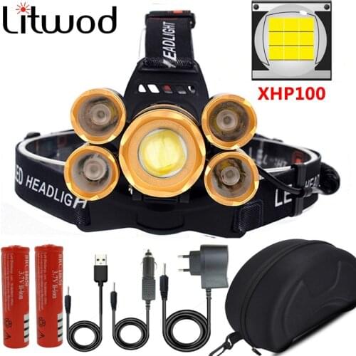2 in 1 Headlamp Red Laser 5000lm Zoom LED Head Lamp White Light Hunting Flashlight Torch 18650 Rechargeable Bulbs Battery