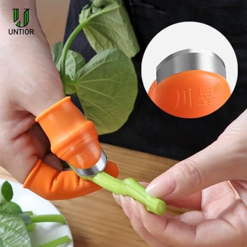 UNTIOR Silicone Finger Protector With Blade For Fruits Vegetable Thumb Knife Finger Guard Kitchen Gadgets Kitchen Accessories