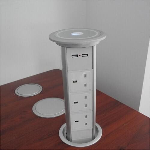 Smart Lifting Hidden Kitchen Tabletop Pop up Electrical Connection Power Outlet Socket With Box and USB Charger
