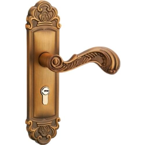 Vintage Mute Room Door Lock Aluminum Alloy Interior Door Handle Lock European style Anti-theft Gate Lock Furniture Hardware