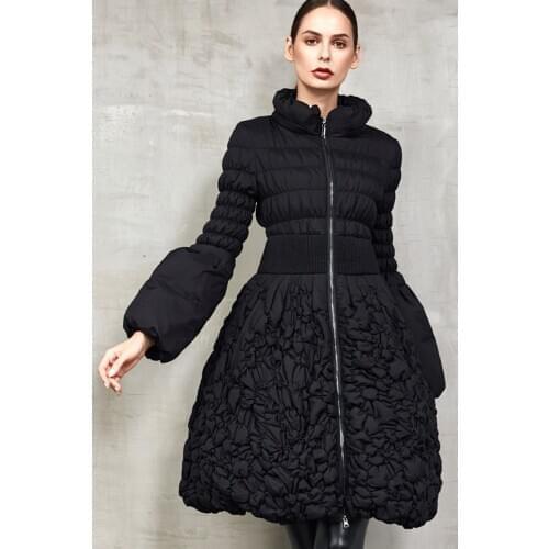 Eva Freedom Womens Winter Jacket Mid-length Embroidery Thick Princess Wind Puffy Sleeves Plus Size Down Jacket Women