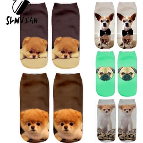SLMVIAN 1Pair 3D Printed Socks Women New Cute Low Cut Ankle Funny Sock New Fashion Womens Casual Cute Animal Socks