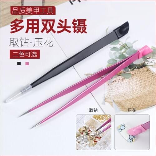 1 Pc 2 Colors Nail Art Tweezer for Rhinestones Canes Glitter Confetti Stones For Eyelash Extensions Nail Art Nippers Tweezers