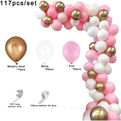 117pcs Hot Sale Macaron Pink Balloon Set Baby Ins Style Birthday Wedding Room Party Decoration Chrismas