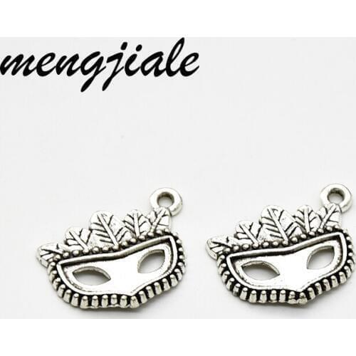 15pcs Retro Antique Silver Mask charms for DIY handmade Jewelry Pendant earrings Making 21*15mm