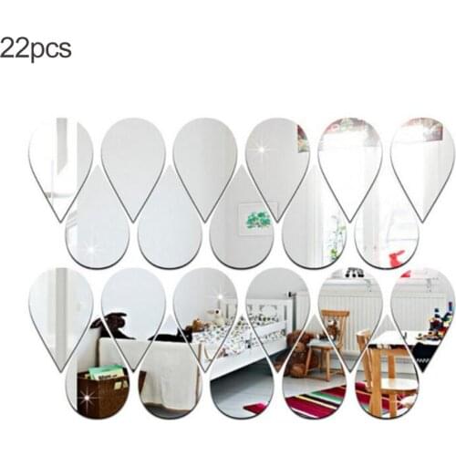 22pcs Acrylic 3D Mirror Movable Wall Sticker Water Drop Wall Sticker DIY Mirror Living Room Wall Sticker