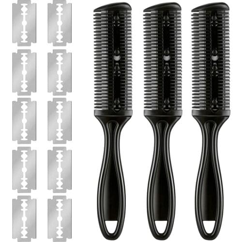 3pcs Hair Cutter Comb Double Side Haircut Scissors Hair Comb Cutter Trimmer with Stainless Steel Blade Hair Shaper Razor #E