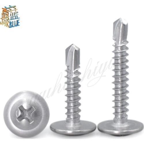 Free Shipping 100pcs M4.2 M4.8 410 Stainless Steel Large Flat Head Self Tapping Screws Drilling Tail Screw