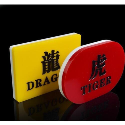 Baccarat TIGER WINS & DRAGON WINS Acrylic Poker Button Set Double Side