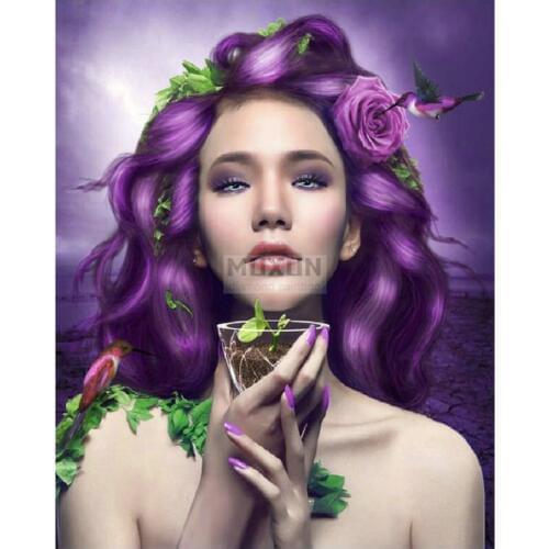 Diy diamond mosaic paint on canvas 3d diamond painting cross stitch kit diamond embroidery woman picture Craft gift Hummingbird