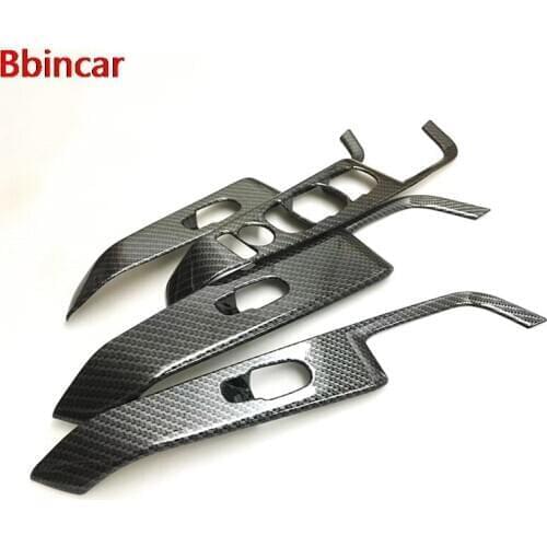 Bbincar ABS Carbon Fiber Paint Inner Door Window Switch Lift Button Panel Cover Trim LHD 4PCS For Nissan Kicks 2016 2017 2018