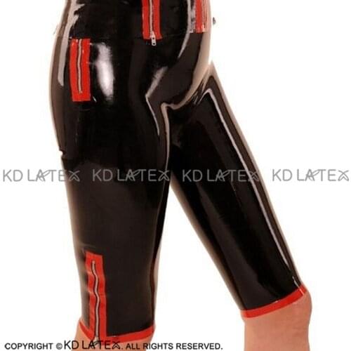 Black And Red Latex Boxer Shorts With Side Zippers Rubber Panties Underwear Briefs Bottoms DK-0169